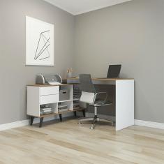 Mesa Escrivaninha com Estante 145x127cm Branco 0747 Menu Móveis