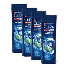 Kit 4 Shampoos Clear Men Anticaspa Ice Cool Menthol 400ml