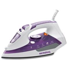 Ferro de Passar Roupa a Vapor Mondial Ceramic Express 1200W Branco/Roxo 220V - F-40