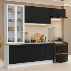 Armário De Cozinha Completa 270cm Branco/preto Agata Madesa