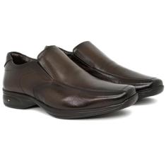 Sapato Masculino Jota Pe 3D AirBag Couro Conforto, Marrom dark brown, 