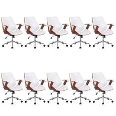 Kit 10 Cadeiras Escritório Diretor Giratória material sintético Kopenh