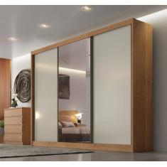Guarda-Roupa Casal MDF com Espelho 3 Portas 6 Gavetas Soberano - Novo 