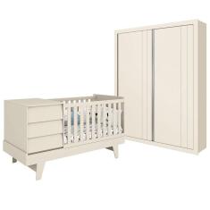 Jogo de Quarto Infantil Prince com Guarda Roupa e Berço Multifuncional - Reller Móveis