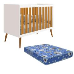 Berço Americano Isis 2 em 1 Branco Fosco/Savana Fosco com Colchão - Reller