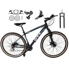 Bicicleta Aro 29 GTI Roma Câmbios Shimano 24v K7 Freios Hidráulicos Garfo Trava Pneus Faixa Bege-Unissex