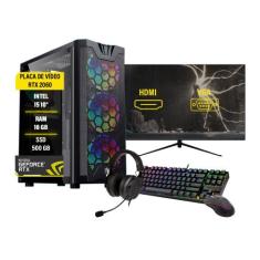 PC Computador Gamer Completo I5 10 16gb SSD 500GB RTX 2060 Monitor - A