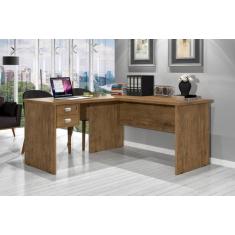 Mesa / Escrivaninha em L Para Computador TAUR 2 Gavetas sendo 1 Com Ch
