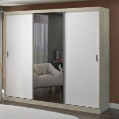 Guarda-Roupa Casal com Espelho 3 Portas de Correr - Foscarini