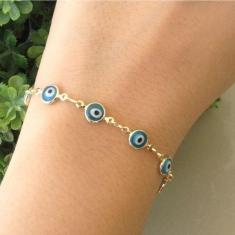 Pulseira Olho Grego Banhado A Ouro 18K