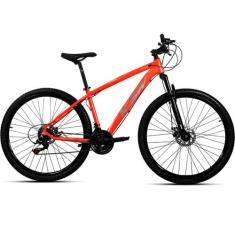 Bicicleta KSW XLT 100 Aro 29" 21V Shimano MTB S15, Laranja neon, Prata