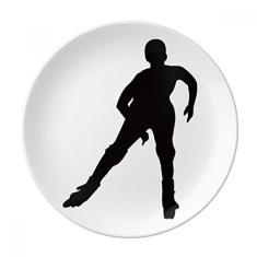 Prato de Esqui de Inverno Preto Decorativo de Porcelana Salver Prato de Jantar