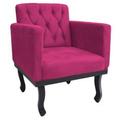 Poltrona Classic Pés Luís Xv Suede Pink - Doce Sonho Móveis