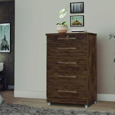 Cômoda 5 Gavetas Emas Móveis Primus Amêndoa Wood