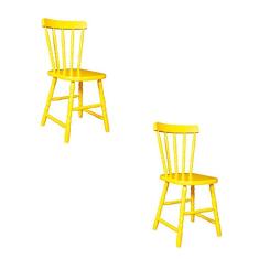 Conjunto 2 Cadeiras para Cozinha Country Ecomóveis Amarelo
