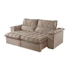 Sofá 4 Lugares Retrátil E Reclinável Martins M-178 Veludo Bege