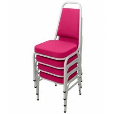 Kit Com 4 Cadeiras Empilháveis Linha Hotel Plus Rosa