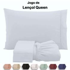Jogo de lençol cama Queen percal 200 fios varias cores - SAFIRA ENXOVA