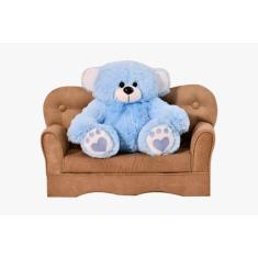 Urso De Pelúcia Baby 30 Cm - Escolha Cor Do Laço - Lc Baby, Azul