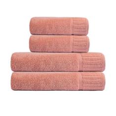 Jogo de Toalhas Macias 2 Banho + 2 Rosto 100% Algodão Grande - Bella E