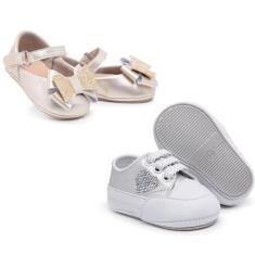 Kit Feminino Tênis E Sapatinho De Menina Para Batizado Confortável - S