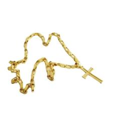 Cordão Banhado A Ouro 18K Tijolinho 6Mm Com Pingente Cruz - Mk Jóias