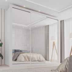 Guarda-Roupa Casal 3 Portas Espelhado e 4 Gavetas Costa Rica