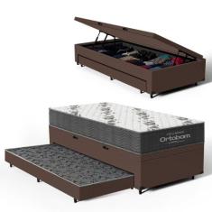 Cama Box Baú com Colchão de Espuma D33 Ortobom Airtech 100 + Auxiliar 