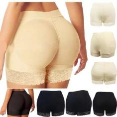 Calcinha Short com Enchimento Levanta Bumbum Aumenta Bunda - MHR, Bege
