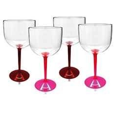 Kit 4 Taças Gin Bicolor Rosa e Vermelho Acrílico Ps