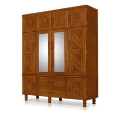 Guarda Roupa Vintage Com Espelho Casal Castanho Chicago 104 - Cor: Marrom