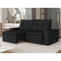 Sofá Retrátil e Reclinável para Sala de Estar Damasco Preto