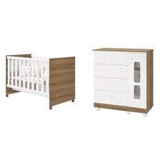 Quarto de Bebê com Berço e Cômoda Sapateira 4 Gavetas 1 Porta Katatau Móveis Reller