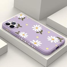 LEECG Capa para iPhone 11 Pro Max, design criativo lateral de crisântemo estampa, fina, macia, à prova de choque, capa protetora para iPhone 11 Pro Max, margarida roxa