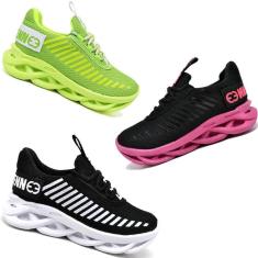 Tênis Infantil Menina Sola Micro Expandido Cadarço Kit 3-Feminino