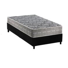 Cama Box Solteiro: Colchão Molas Ensacadas Anjos Royal + Base CRC Suede Black(88x188)