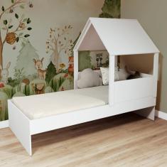 Cama Casinha com Telhado Mdf Branco Mobilistore