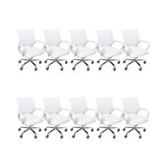 Kit 10 Cadeiras De Escritório Begonia Mesh Ergonômico Branco