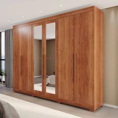 Guarda-Roupa Casal Eldorado Premium 6 Portas 6 Gavetas com Espelho com Pés 100% Mdf Cinamomo - Pnr Móveis