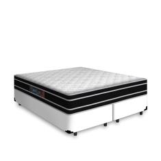 Cama Box Queen + Colchão De Espuma D33 - Castor - Black White Double Face 158x198x62cm