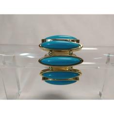 pulseira bracelete de abs dourado com acrilico oval elasticado