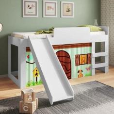 Cama Infantil Com Escorregador E Cortina Diversao Meu Fofinho - Art in