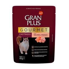Ração Úmida GranPlus Gourmet Sachê para Gatos Castrados Sabor Salmão e