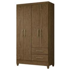Guarda Roupa Solteiro 4 Portas 2 Gavetas 3 Prateleiras Cabideiro MDP 1