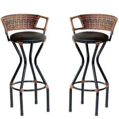 Conjunto 2 Banquetas Charme com Assento Estofado para Bancada - Coage 