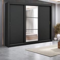 Guarda Roupa Casal Espelho 3 Portas de Correr 4 Gavetas City Maxel