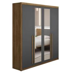 Guarda Roupa Solteiro Dubai Com Espelho 4 Portas Nature Alasca Vr