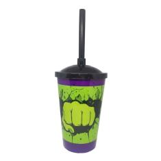 Copo Com Canudo Punho Verde Twister Com Tampa - 400ml