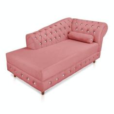 Divã Chesterfield 165 Cm Capitonado Com Strass Suede Rose - OUTRAS MAR