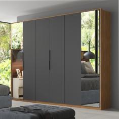 Guarda Roupa Casal 6 Portas Com Espelho E 6 Gavetas Atrice Amêndola-grafito